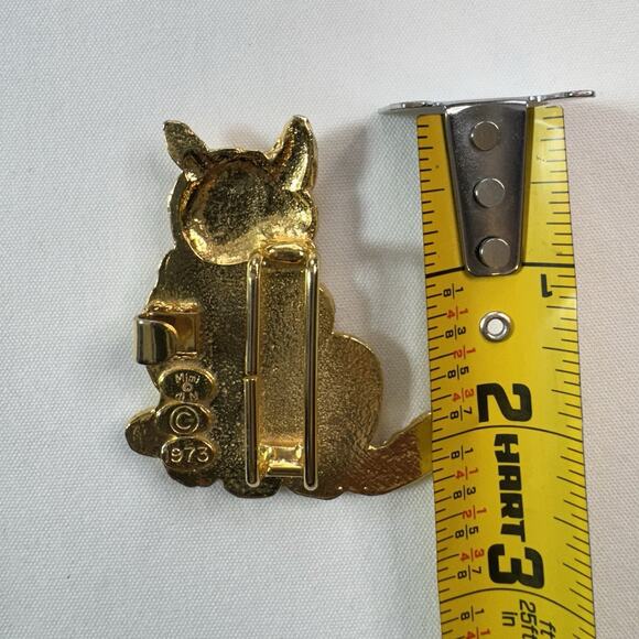 Mimi Di N Gold Tone Cat Belt Buckle Interlocking 1973 Stamped main image 5
